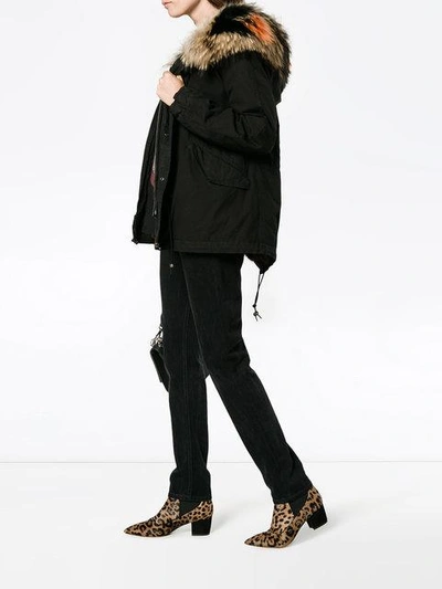 Shop Mr & Mrs Italy Mini Black Parka With Fur Hood