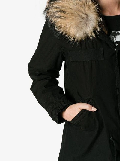Shop Mr & Mrs Italy Mini Black Parka With Fur Hood