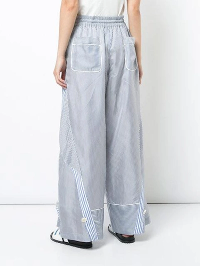 Shop Sacai Striped Wide-leg Trousers - Blue