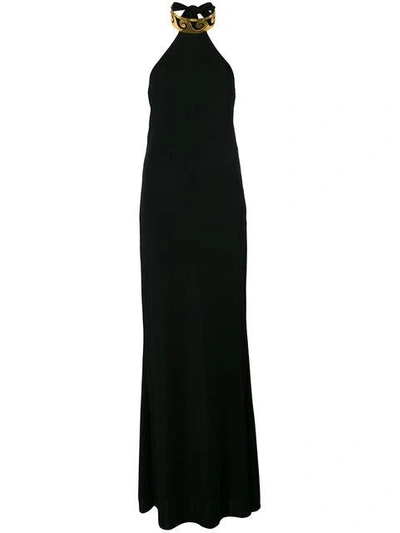 Shop Elena Makri Long Halterneck Dress In Black