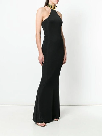 Shop Elena Makri Long Halterneck Dress In Black