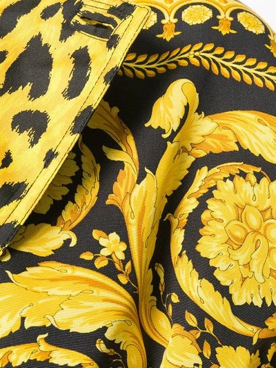 Shop Versace Baroque Print Wrap Coat In Yellow