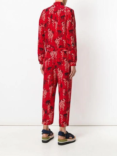 Shop Red Valentino Floral Print Jumpsuit In Red