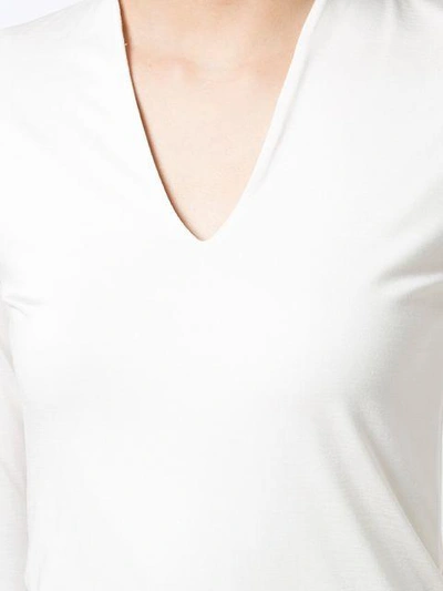 Shop Akris Skinny V Neck Top In Neutrals