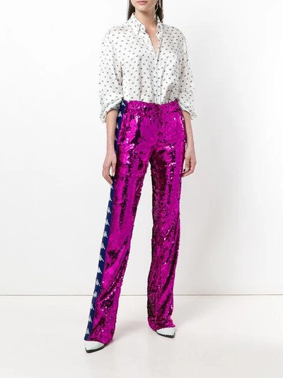 Shop Faith Connexion High-waisted Sequin Trousers In Pink