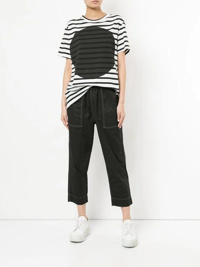 Shop Bassike Straight Leg Stitch Detail Trousers In Black