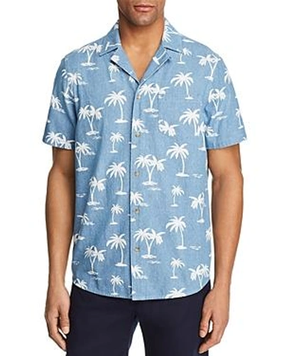 Shop Banks Palm Tree Short Sleeve Button-down Shirt - 100% Exclusive In Glacier Blue