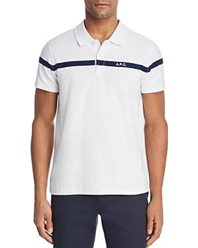 Shop Apc Henri Stripe Regular Fit Polo Shirt In Blanc