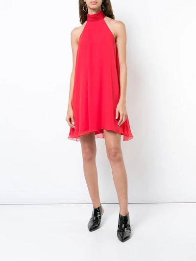 Shop Galvan Halter-neck Flared Slik Dress In Red