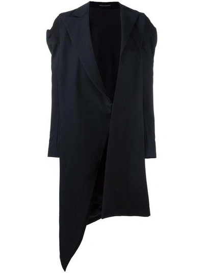 Shop Yohji Yamamoto Asymmetric Coat - Black
