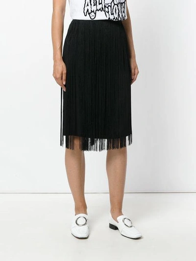 Shop Stella Mccartney Fringe Midi Skirt In Black