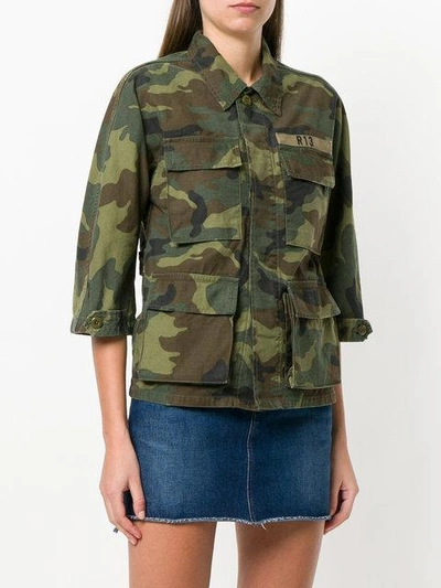 Shop R13 Camouflage Shirt Jacket In Green