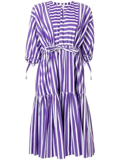 Shop Maison Rabih Kayrouz Striped Flared Dress In Purple