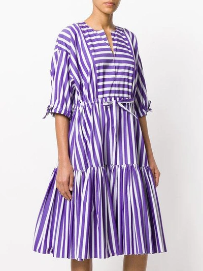 Shop Maison Rabih Kayrouz Striped Flared Dress In Purple