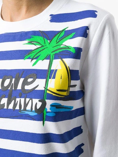 Shop Love Moschino Striped Holiday Sweatshirt