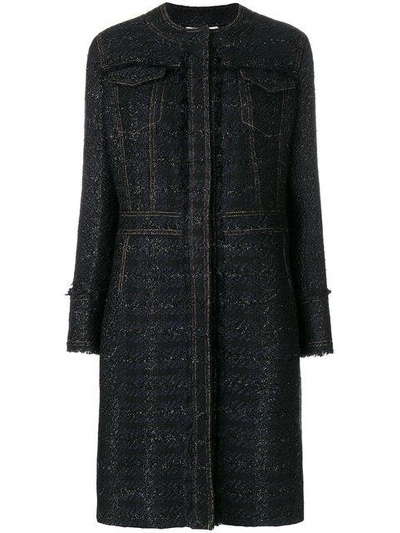 Shop Tory Burch Aria Tweed Coat - Black