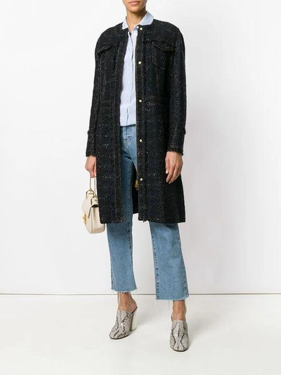 Shop Tory Burch Aria Tweed Coat - Black