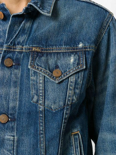 Shop Polo Ralph Lauren Cropped Denim Jacket In Blue