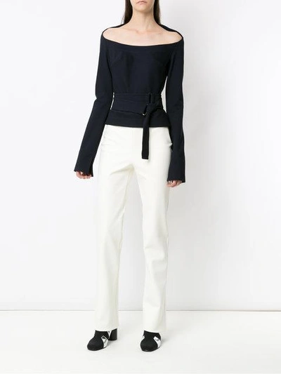 Shop Gloria Coelho High Rise Straight-fit Trousers In White