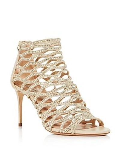 Shop Casadei Women's Cleopatra Swarovski Crystal Embellished High-heel Cage Sandals In Light Beige