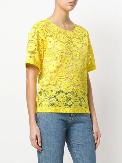 Shop Miahatami Floral Lace Top In Yellow