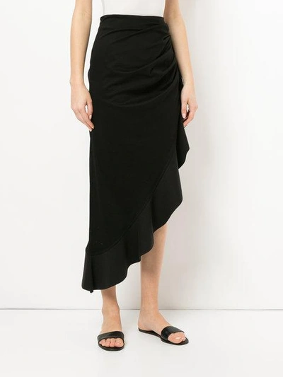 Shop Goen J Goen.j Asymmetric Gathered Jersey Skirt - Black