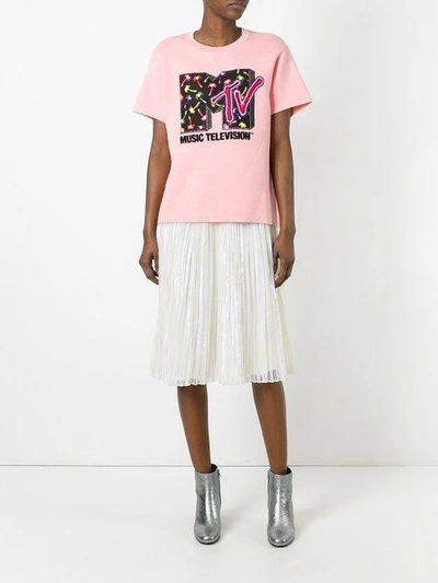 Shop Marc Jacobs X Mtv Embellished Short Sleeve Sweatshirt In Pink