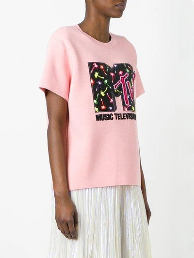 Shop Marc Jacobs X Mtv Embellished Short Sleeve Sweatshirt In Pink
