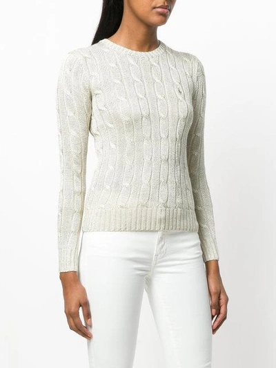 Shop Polo Ralph Lauren Cable-knit Sweater - Metallic