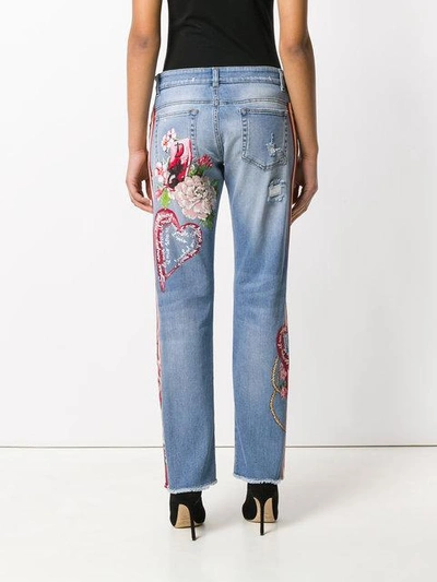 Shop Dolce & Gabbana Tiger Patch Denim Jeans In Blue