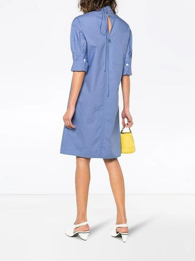 Shop Marni Short Sleeved Poplin Shirt Dress - Blue