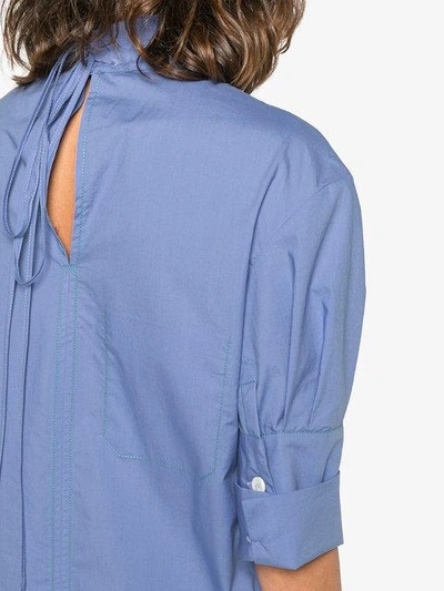 Shop Marni Short Sleeved Poplin Shirt Dress - Blue