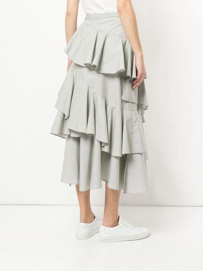 Shop Alexa Chung Asymmetric Tiered Midi Skirt - Grey