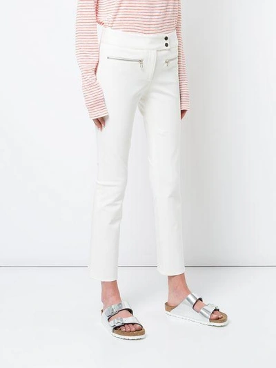 Shop Veronica Beard Metro Cropped Kicked Flare Trousers In White