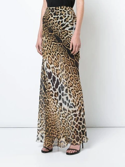 Shop Saint Laurent Leopard Printed Maxi Skirt - Brown
