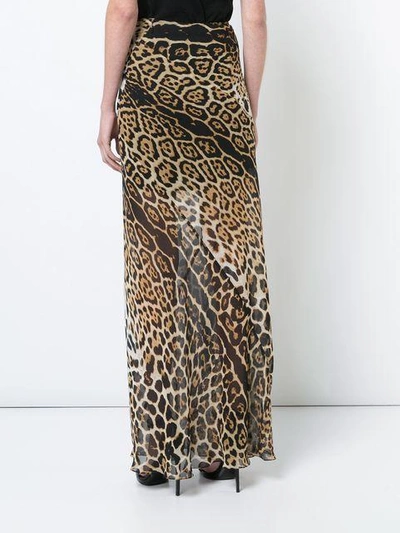 Shop Saint Laurent Leopard Printed Maxi Skirt - Brown