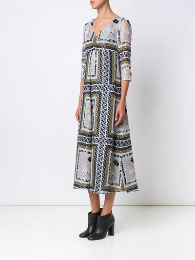 Shop Suno Metallic Printed V-neck Dress - Multicolour