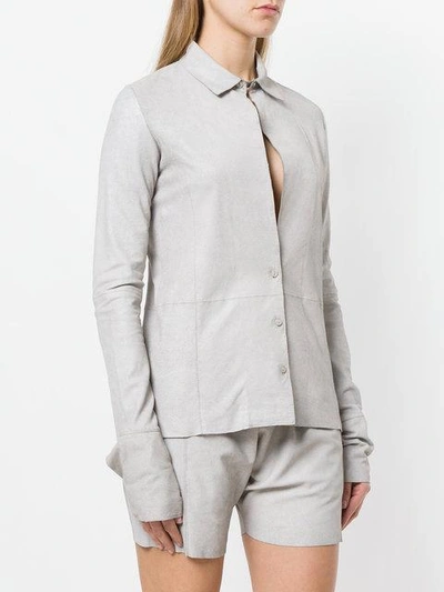 Shop Olsthoorn Vanderwilt Front Slit Leather Shirt In Grey