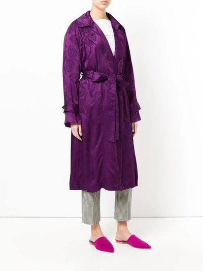 Shop Peter Pilotto Satin Jacquard Trench Coat In Pink