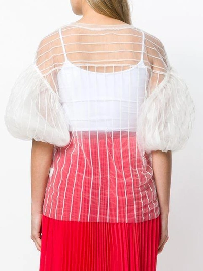 Shop Aviu Striped Sheer Blouse In White