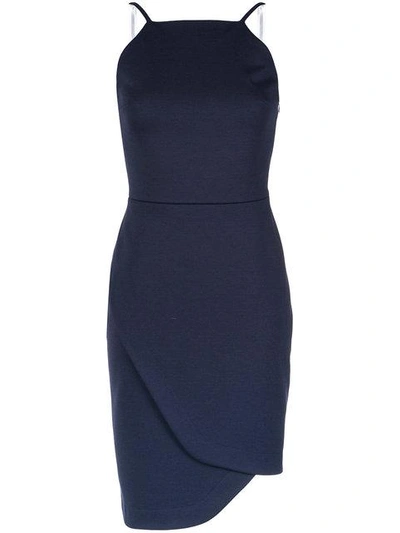 Shop Gloria Coelho Asymmetric Short Dress In Blue