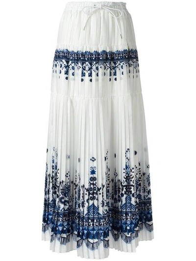 Shop Sacai Tribal Lace Maxi Skirt In White