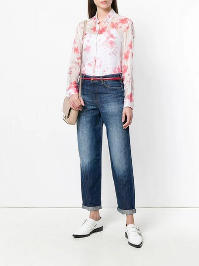 Shop Emporio Armani Floral Print Shirt - Pink