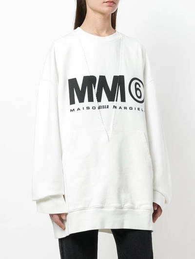 Shop Mm6 Maison Margiela Logo Printed Sweatshirt In White