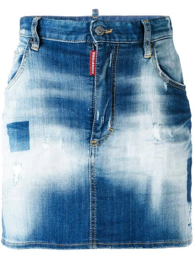 Shop Dsquared2 Light-wash Denim Skirt - Blue