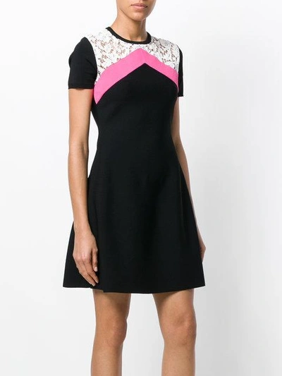Shop Valentino Lace Panel Dress - Black