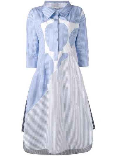 Shop Stella Mccartney Long Pinstripe Shirt Dress - Blue
