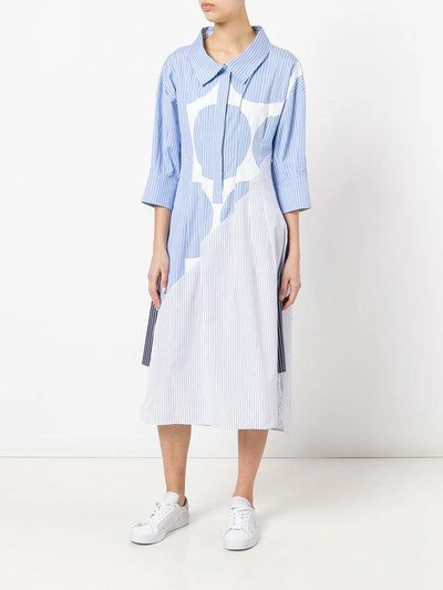 Shop Stella Mccartney Long Pinstripe Shirt Dress - Blue