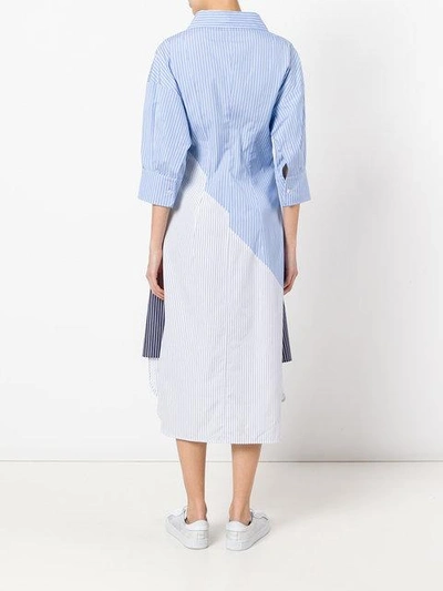 Shop Stella Mccartney Long Pinstripe Shirt Dress - Blue