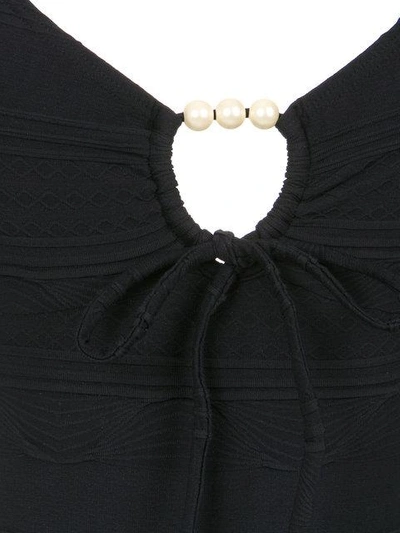 Shop Amir Slama Faux Pearl Embellished Swimsuit In Black